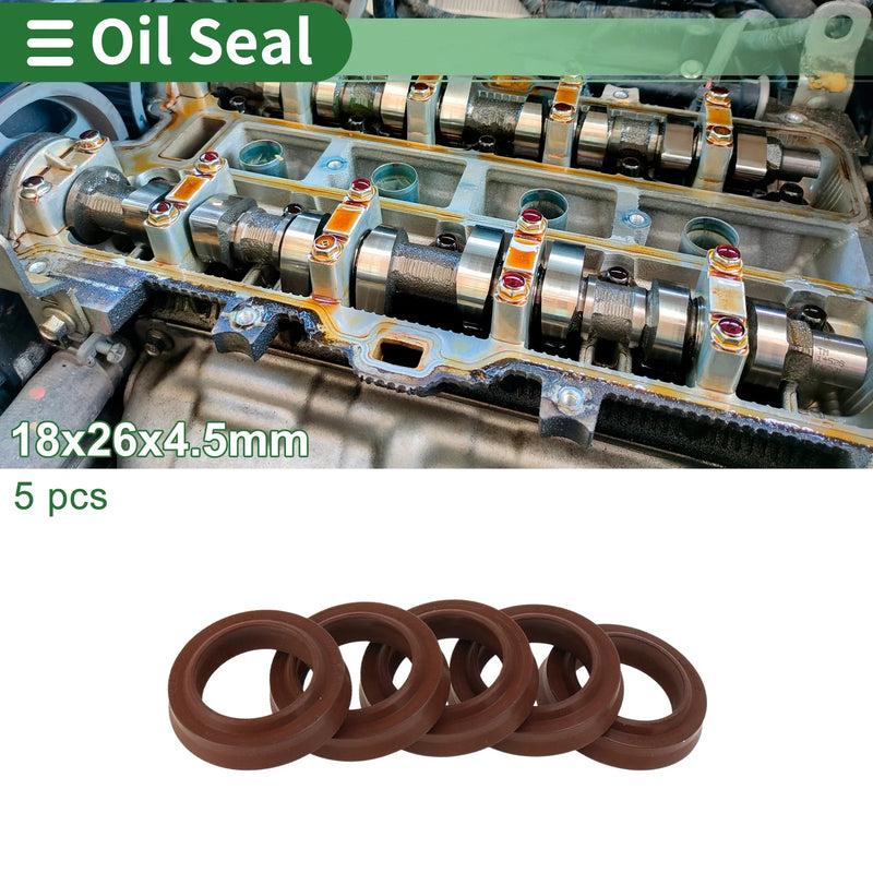 Oil Seal 18x26x4.5mm Seal Ring Rotary Shaft Seal FKM Rubber 5 Pcs