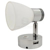 Caravan Boat Bulkhead Light LED with USB Outlet Chrome/White