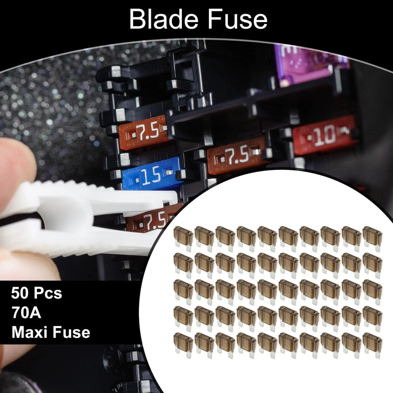 Car Boat Truck RV Motorcycle Brown 50 Pcs Maxi Fuse 70A Blade Fuse