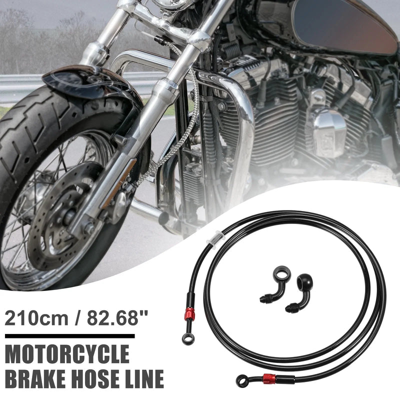 Motorcycle Brake Hose 28 90 Degree Braided Line Clutch Tube Black