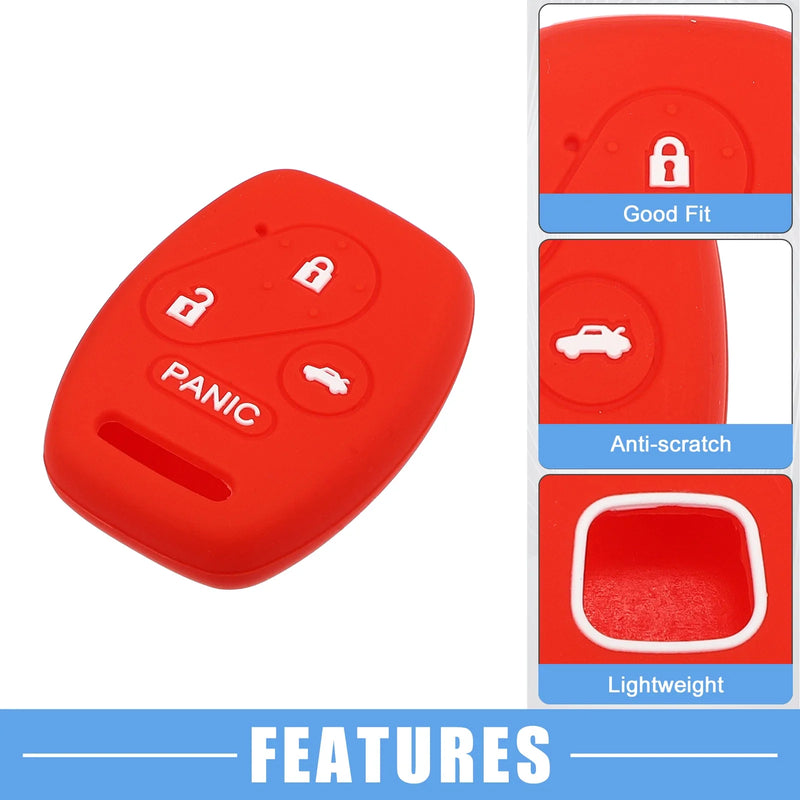 Honda Accord Civic CR-V Pilot Black Red Smart Key Fob Cover (2 x)