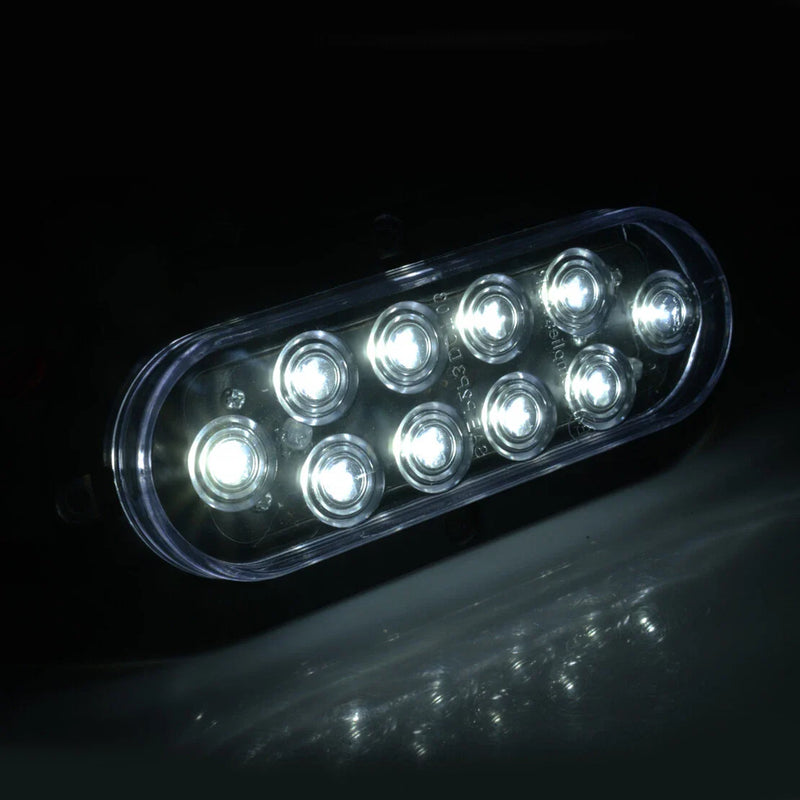 Truck Oval White Trailer Lights 10 LED Sealed Stop Turn Tail
