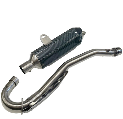 250cc 300cc PIT Dirt Bike Exhaust Pipe + Carbon Fibre Look Muffler System