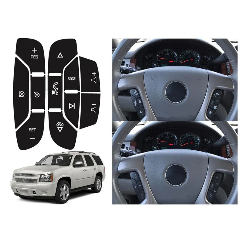 Cadillac Chevy Tahoe Suburban Steering Wheel Navigation Radio Button Sticker (2007-2014)