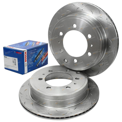 Toyota Prado 2 x Rear Disc Brake Rotors + Pads Slotted Drilled (1996–2002)