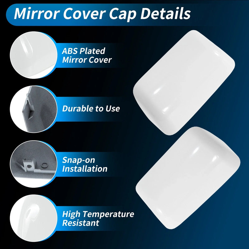 Ford F250 F350 Super Duty 2 x White Top Half Door Mirror Cap Covers (2008-2016)