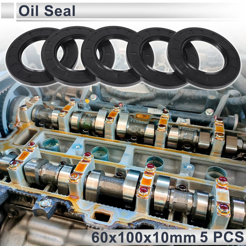 Oil Seal 60x100x10mm NBR Rotary Shaft Seal Black 5 Pcs
