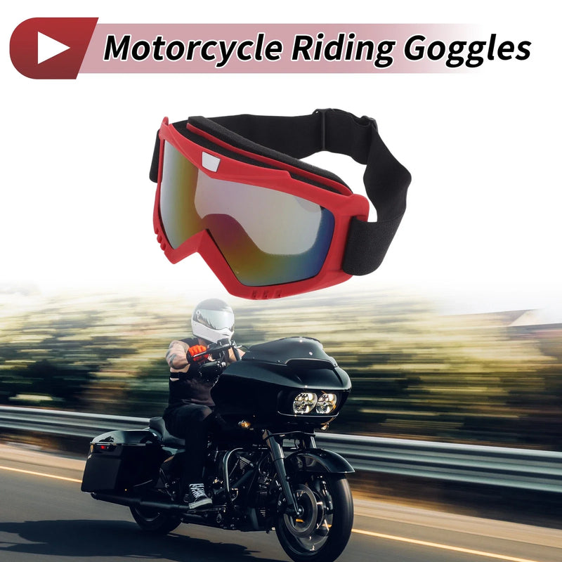 Motorcycle Riding Goggles Blue Purple Lens Red Frame PC Cycling Sunglasses