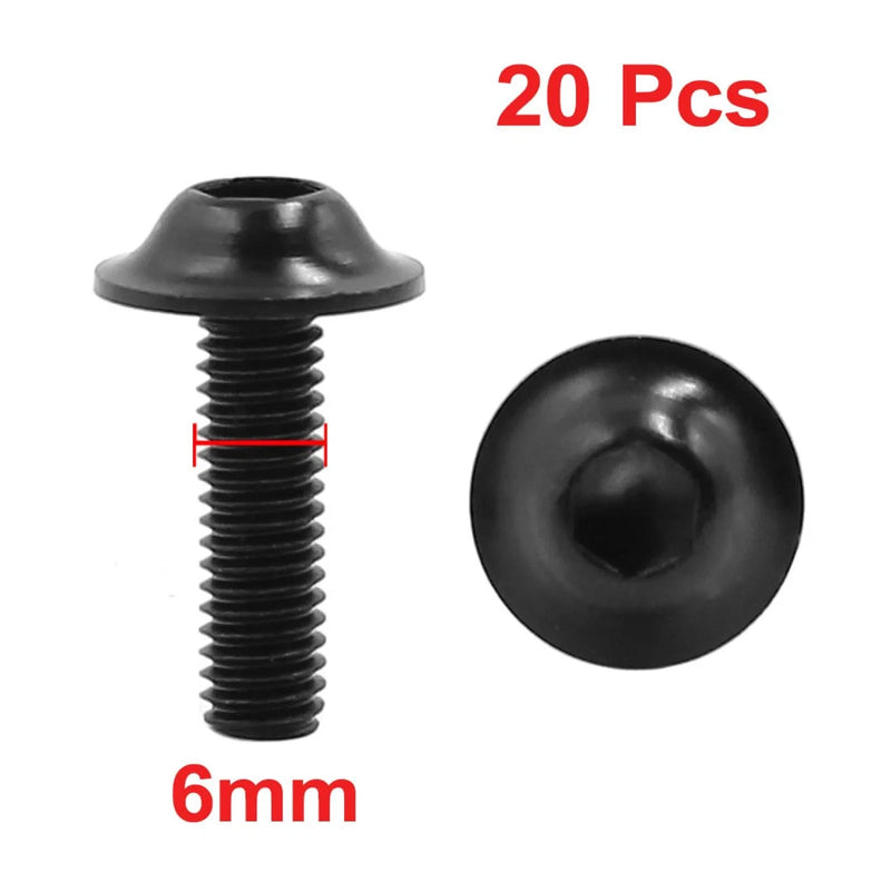 Motorcycle Fairing Fastener / 20 x M6 / Hex Bolts