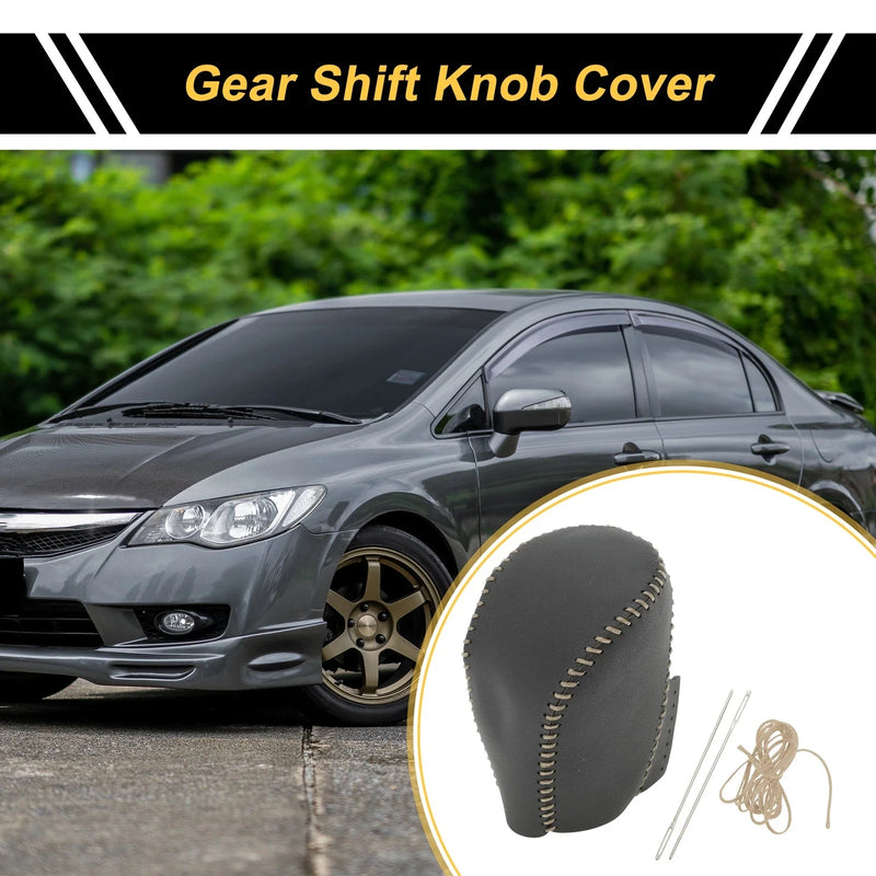 Honda Civic (2016-2021) Black Beige Faux Leather Car Gear Shift Knob Cover
