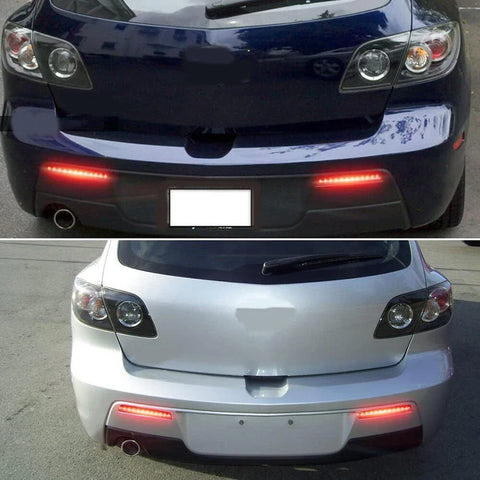Mazda 3 Smoke Lens Red LED Rear Bumper Reflector Brake Lights (2004-2013)