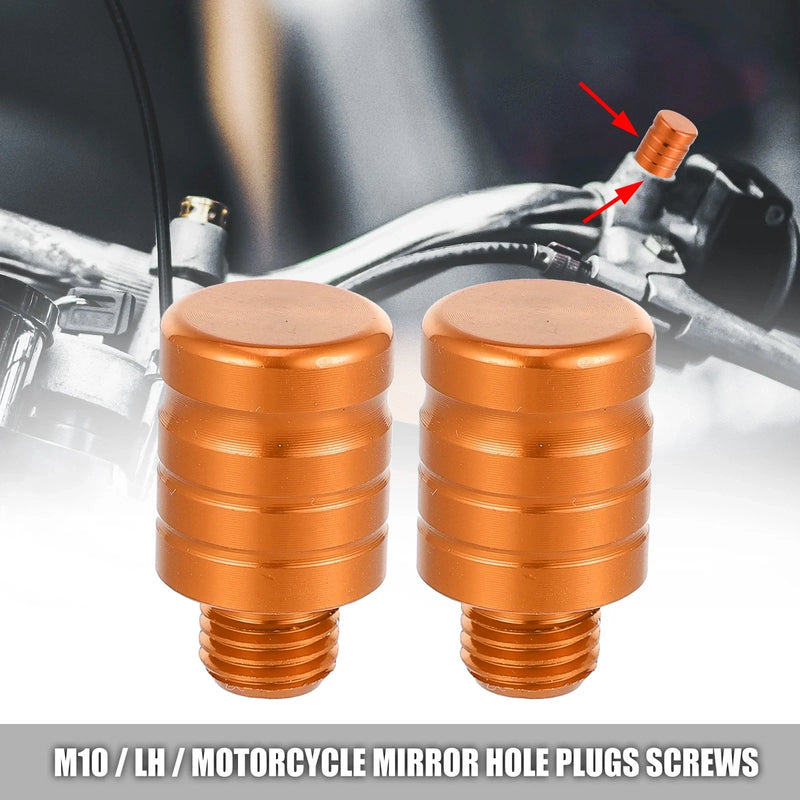 Motorcycle 2 x M10x1.25 Left Side Mirror Hole Plug Screw
