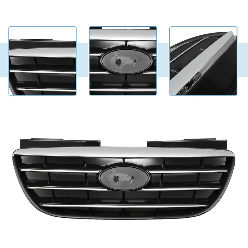 Hyundai Elantra (2017-2020) Black Chrome Silver Tone Front Upper Bumper Grille