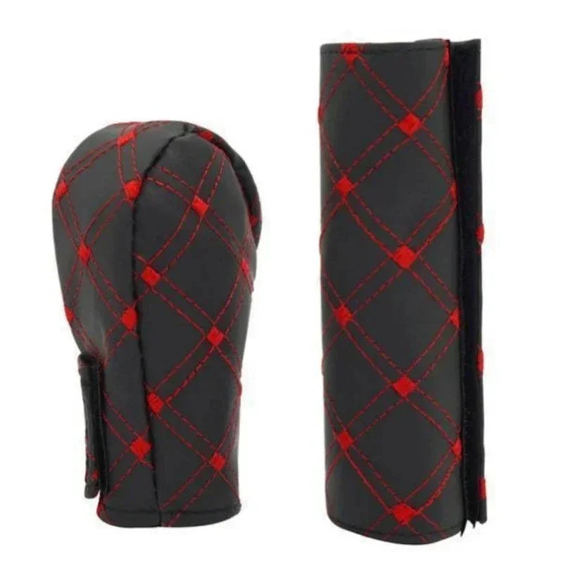 Manual Cars 2 x Gear Shift And Handbrake Cover Set Red Wine Cloth
