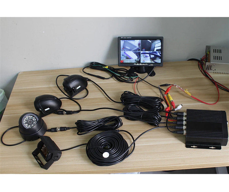 Truck Van Bus Car DVR Video Recorder & 7" Monitor with CCD Front Rear Camera