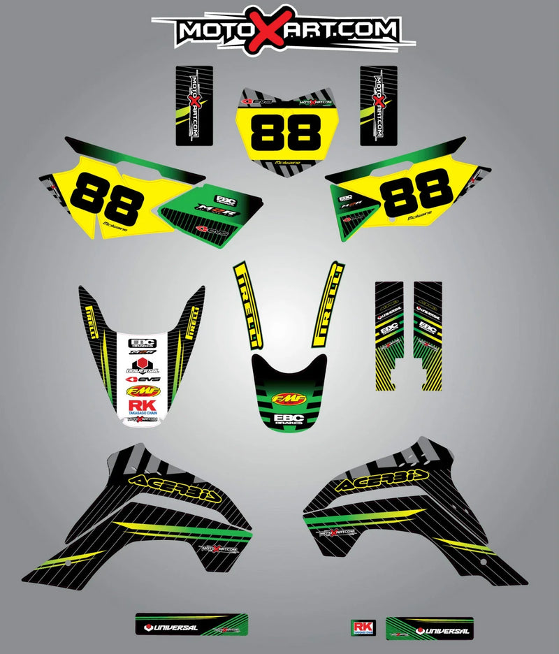 Kawasaki KLX 140 (2015-2016) - Factory Style Decals Custom Graphic Kit