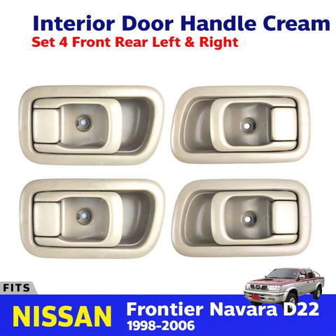 Interior Door Handle Cream Set 4 Fits Nissan Frontier Navara D22 UTE 1998-05 D06