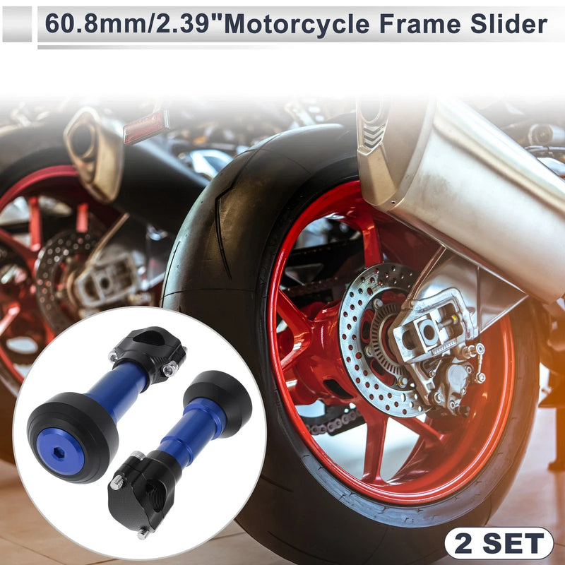 0.87"-1.1" Aluminum Alloy Plastic Motorcycle Slider Frame Blue 2 x Set