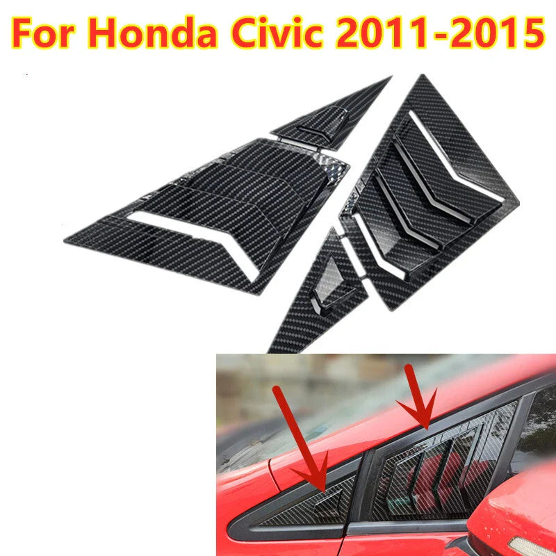 Honda Civic Carbon Fiber Window Louver Cover Decor (2011–2015)