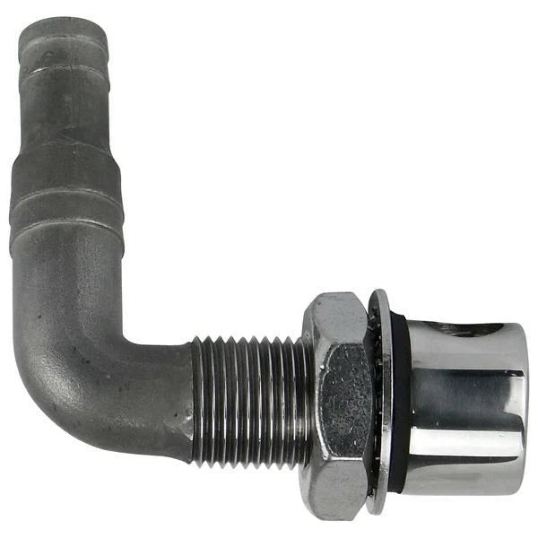 OMC / BRP / Mercury 16mm Hose 90 Degree Fuel Breather Up Stainless Steel