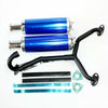 250cc Dinosaur Style Quad ATV Blue Alloy Twin Exhaust Pipe Mufflers