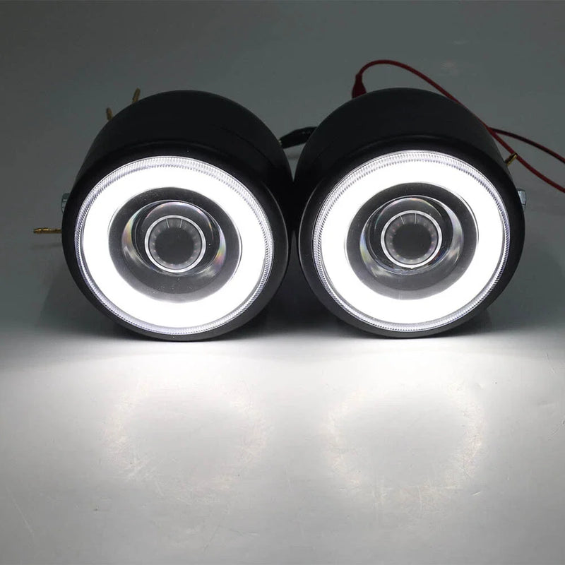 Harley Street Fighter White Twin Headlight Dual Lamp (2014-2023)