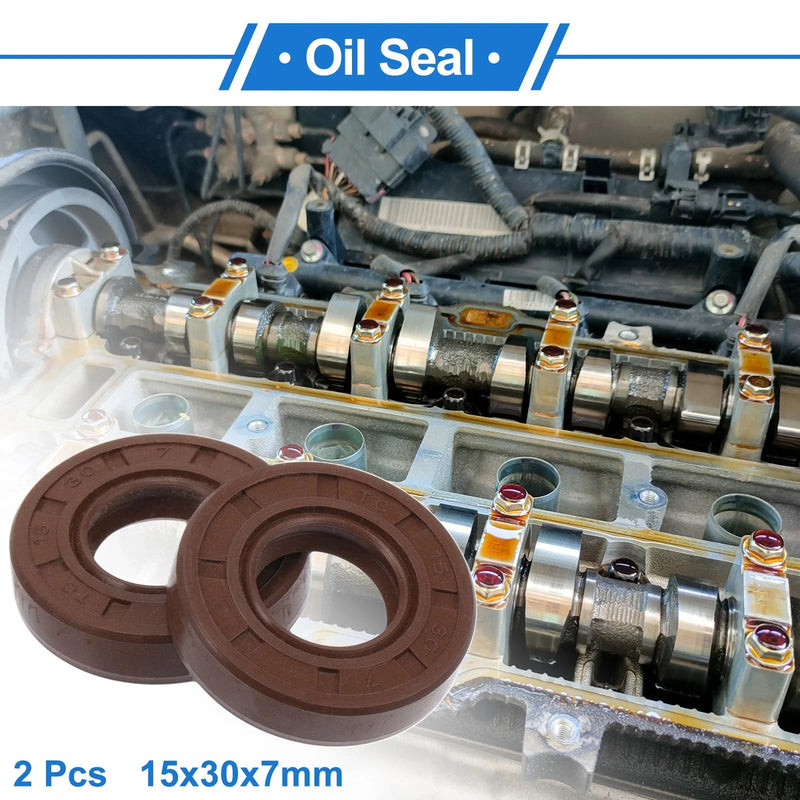 Car 2 x Oil Seal / 15x30x7mm / Seal Ring Rotary Shaft Seal FKM Rubber Brown