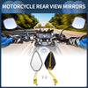 Motorcycle Black Gold Tone Plastic M8/M10 Rear View Mirrors