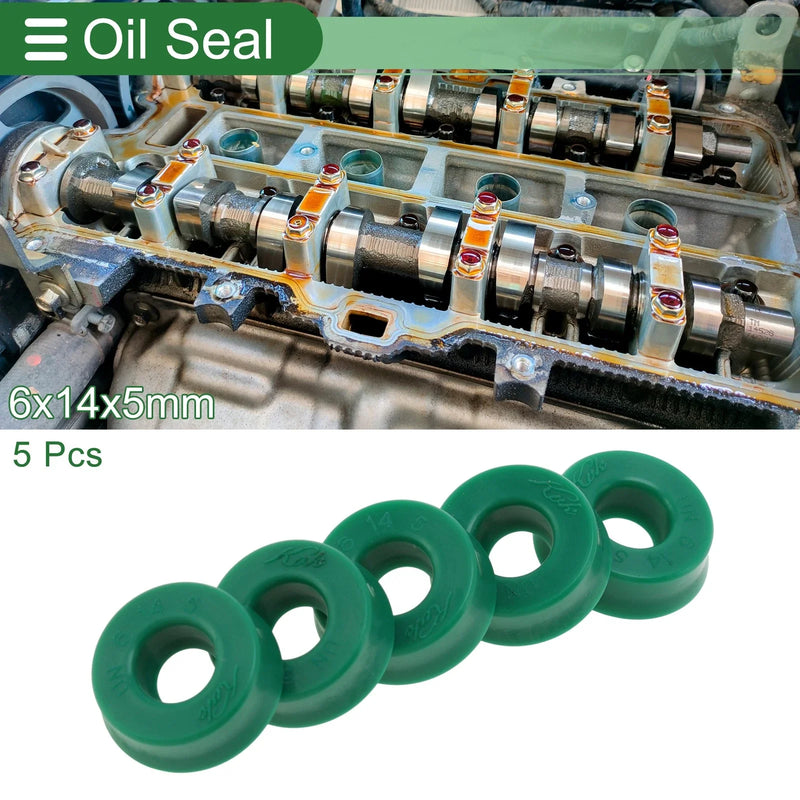 Oil Seal 6x14x5mm Rotary Shaft Seal TPU Green, 5 Pcs