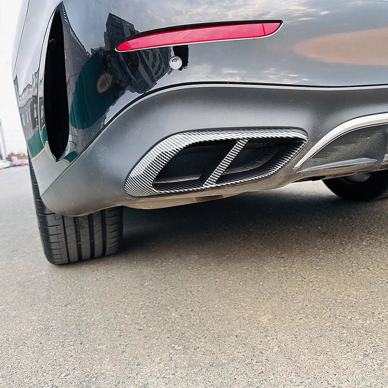 Benz W214 E260 E300 AMG 2 x Carbon Look Rear Exhaust Pipe Frame Covers (2024-)
