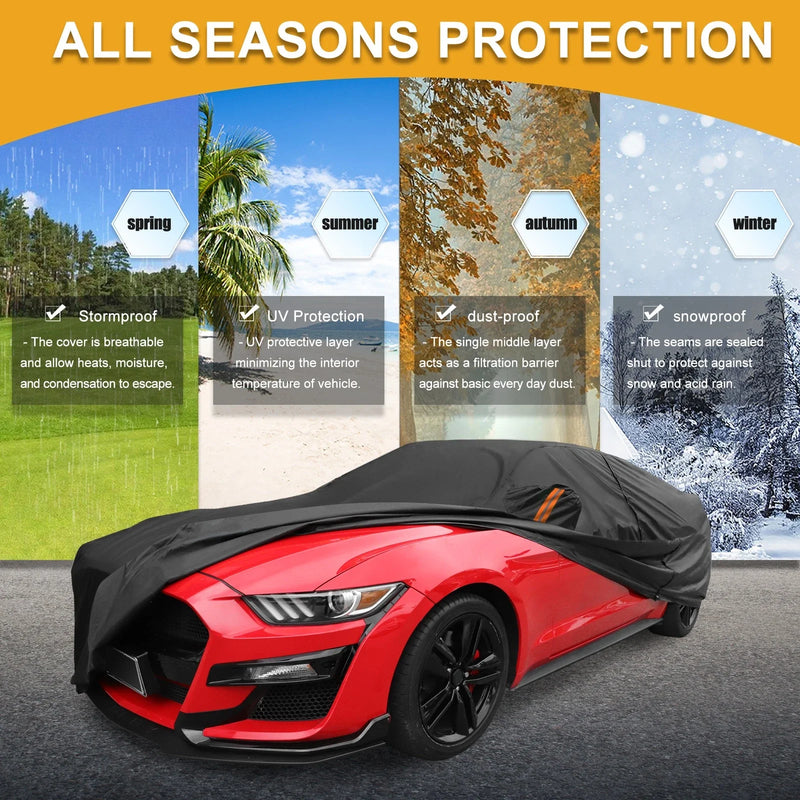 Ford Mustang Black 190T-PU Waterproof All Weather Car Cover