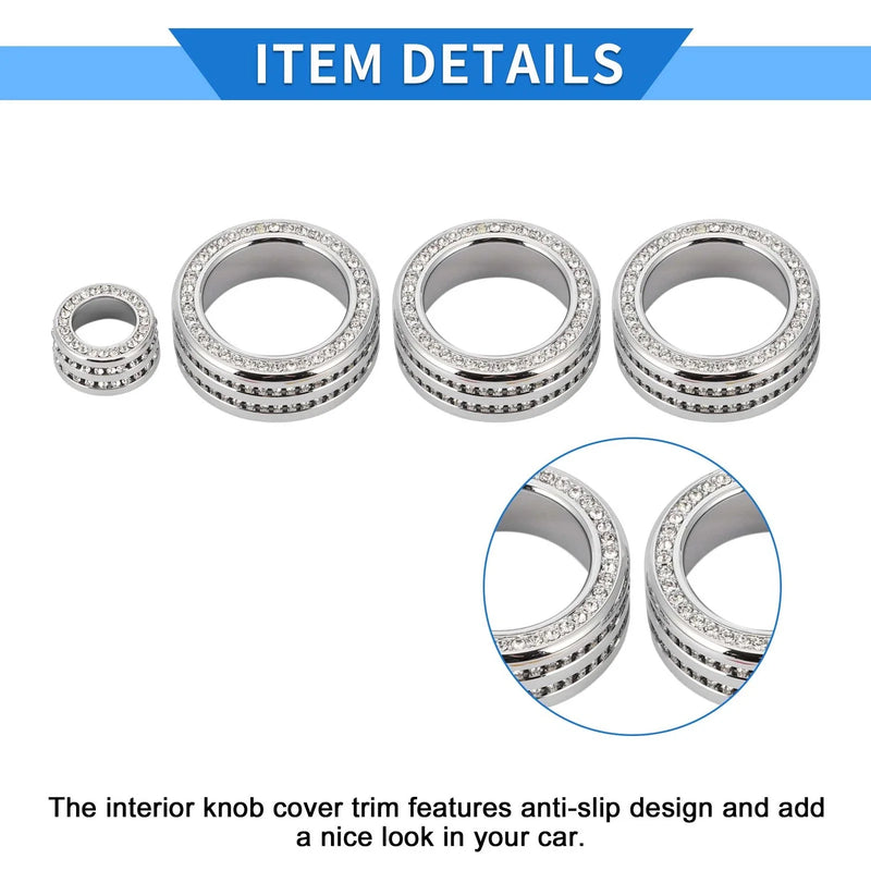 Honda Civic (2022) - 4 x Silver Tone AC Media Tune Switch Knob Cover Ring