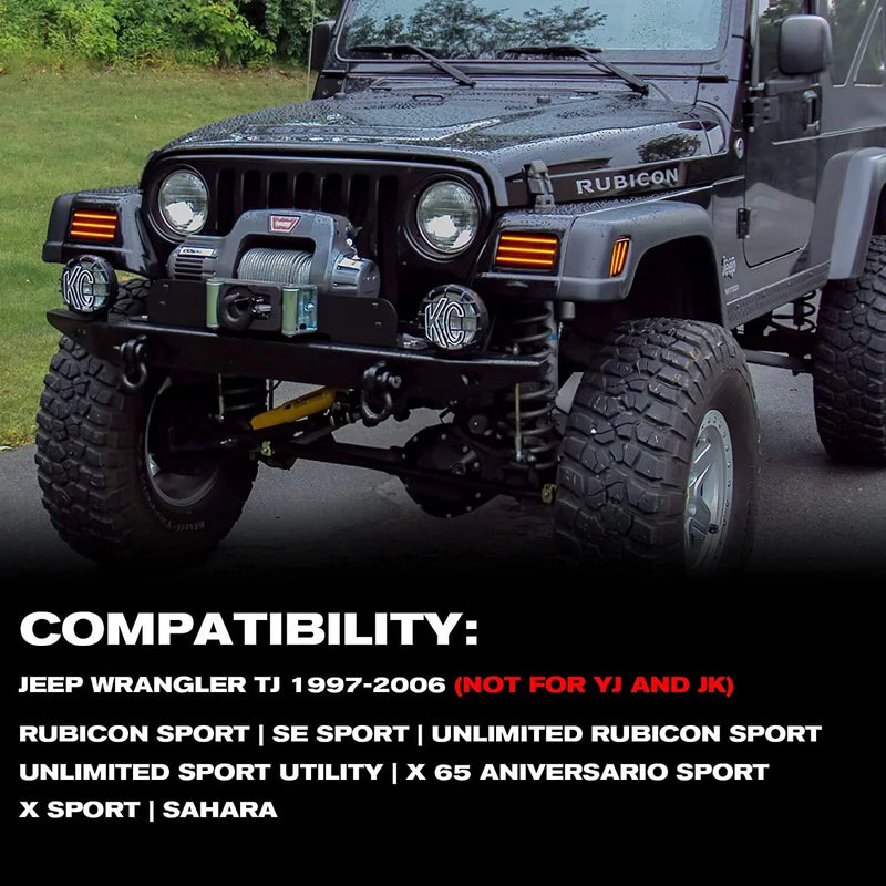 Jeep Wrangler TJ Dynamic LED Front Side Marker Bumper Light (1997–2006)