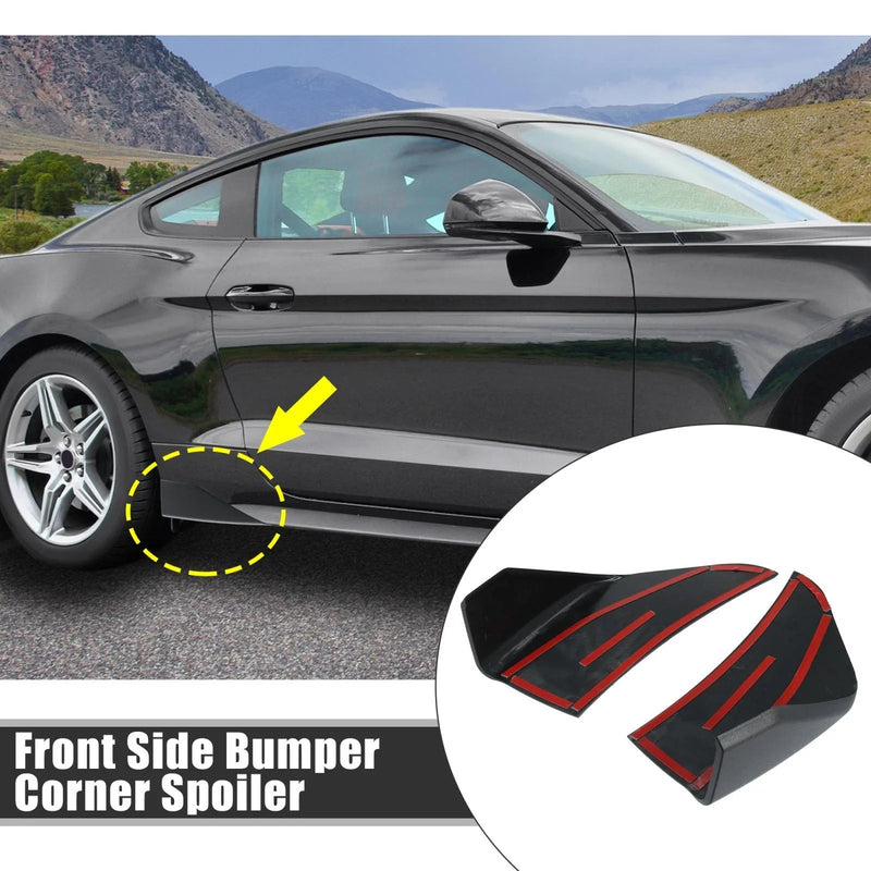 Ford Mustang (2015-2020) Black 2 x Car Front Side Bumper Corner Spoilers