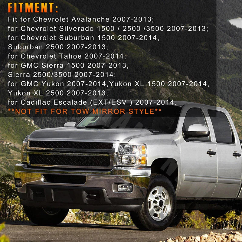Silverado Sierra Yukon Chrome Top Half Mirror Cover Cap (2007-2014)