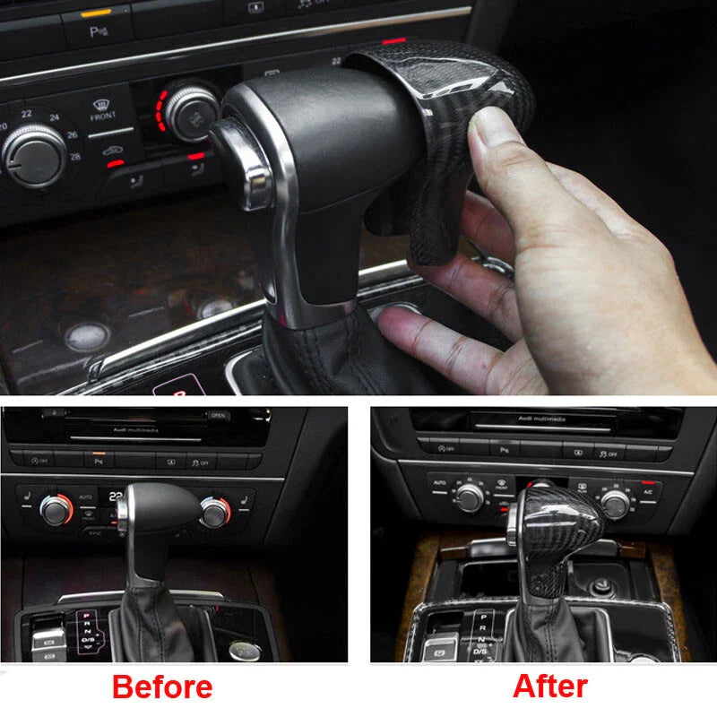 Audi A4 A5 A6 S6 A7 S7 Carbon Fiber Gear Shift Knob Head Caps Cover Trim