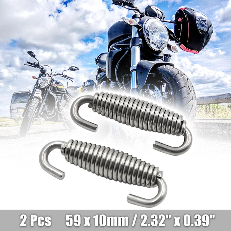 Motorcycle 2 x Stainless Steel Silver Tone Swivel Exhaust Pipe Springs