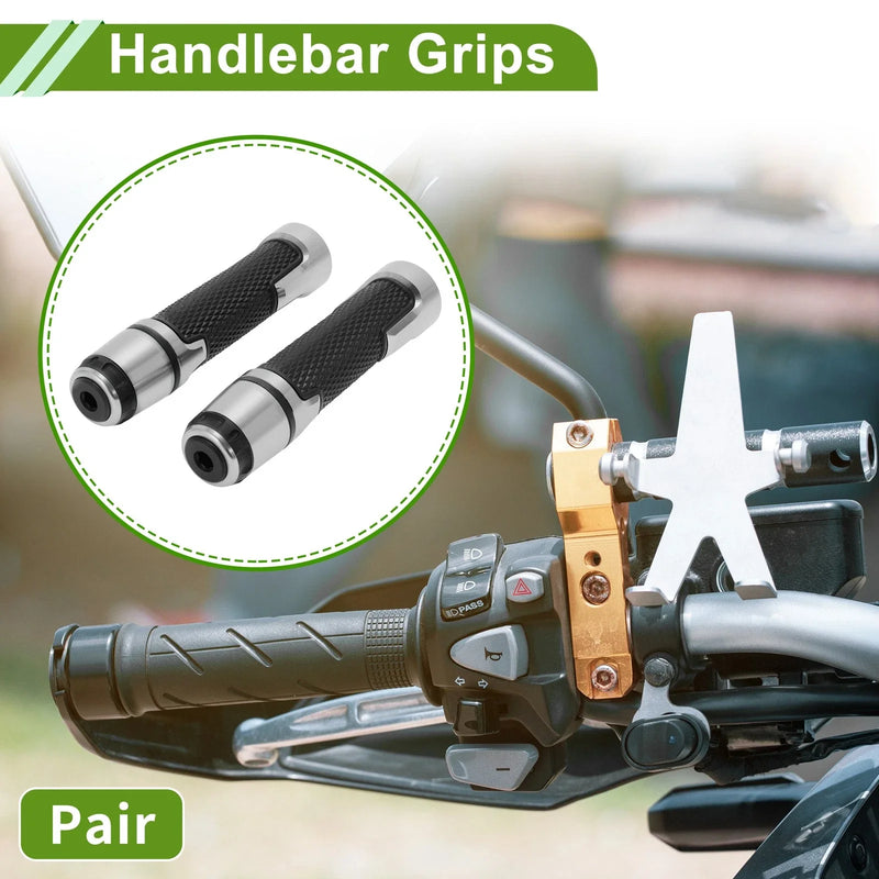 Motorcycle 7/8" / 22mm / Hand Grips Rubber Silver Tone Rhombus