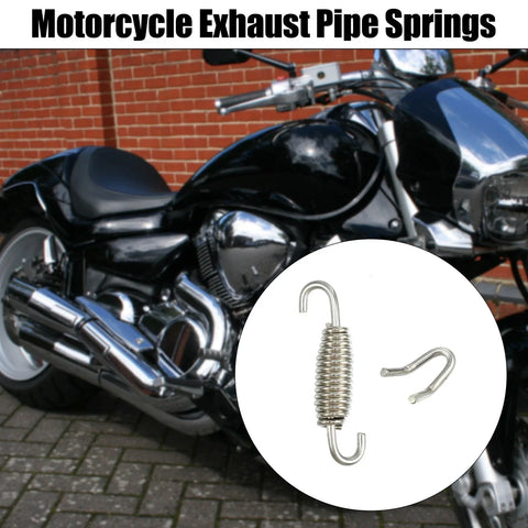 Motorcycle Exhaust Pipe Spring / 4 x 55mm 2.17in / U-Shape Hook Silver
