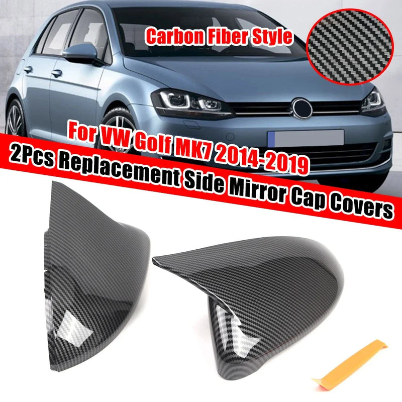 VW Golf MK7 Horn Carbon Style Side Mirror Caps Covers (2014–2019)