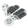 Harley Yamaha Chrome 1 1/4" Wing Footpeg Pegs Mount Clamps