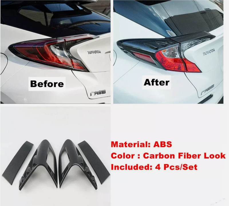 Toyota C-HR 4X Carbon Fiber Rear Tail Light Lamp Cover Trim (2017–2021)