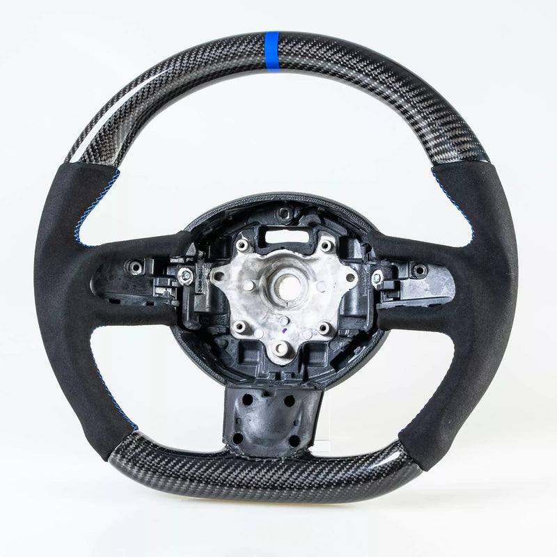 Mini R55 R56 R57 R58 R60 R61 Flat Bottom Carbon Suede Blue Steering Wheel (2006-2019)