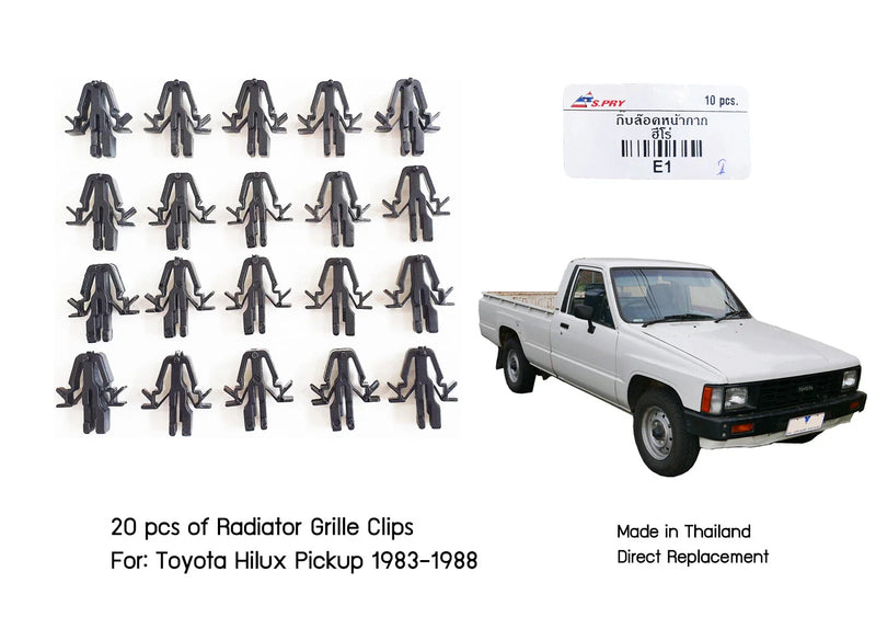 Toyota Hilux Pickup, 4Runner 20 x Radiator Grille Clips (1984-1988)