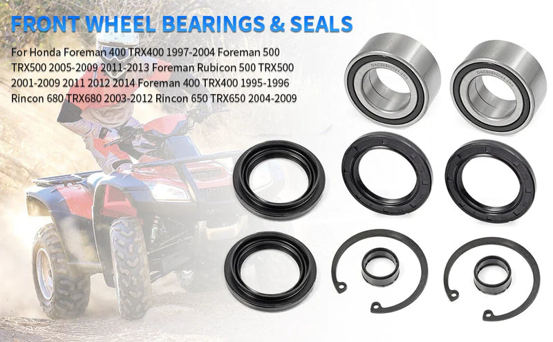 HONDA Foreman Rubicon 400–500 Rincon 2 x Front Wheel Bearing & Seals (2003–2013)