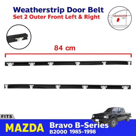 For Mazda B2000 B2200 B2600 2D 1985-98 Pair Outer Weatherstrip Door Belt Rubber