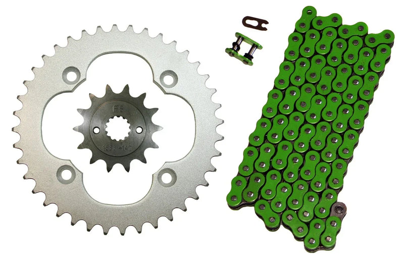 Green Suzuki Quadsport 400 520x96 O-Ring Chain & 14/40 Sprockets (2009–2014)