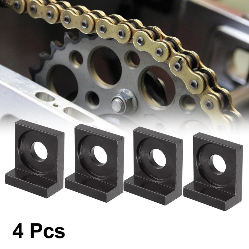 Motorcycle 4pcs 12mm Dia Hole Chain Adjuster Block Tensioners Black Metal