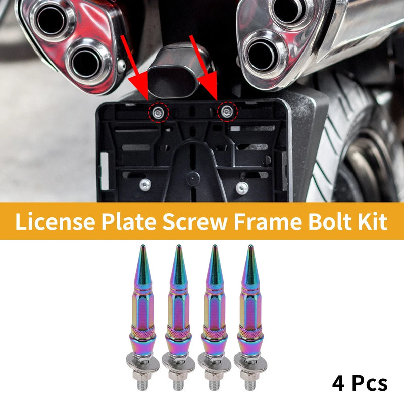 Universal Motorcycle License Plate Screws Covers 82mm 4 Pcs