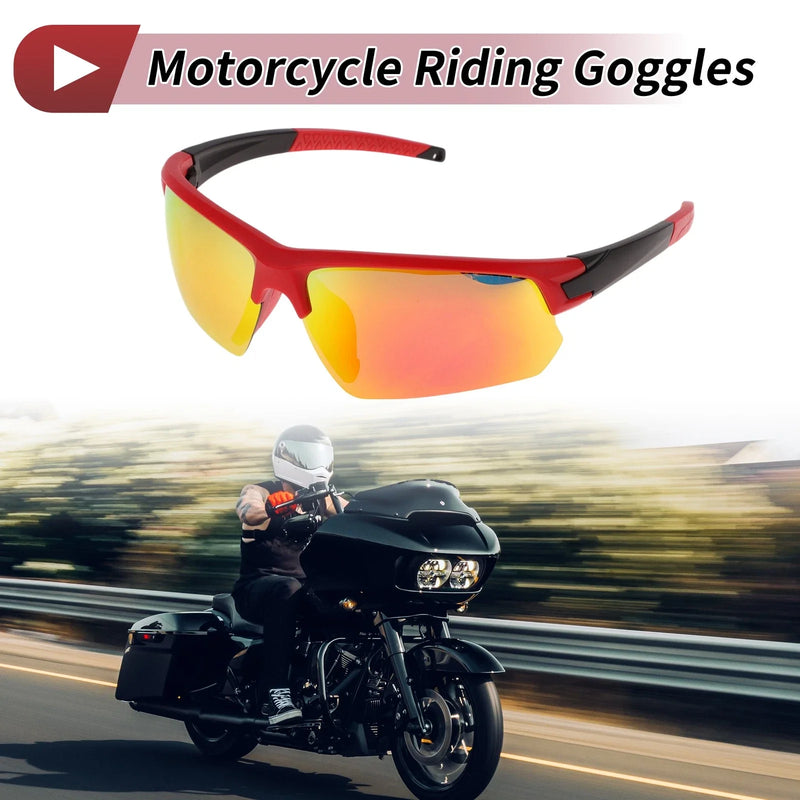 Motorcycle Riding Goggles Red Lens Red Black Frame